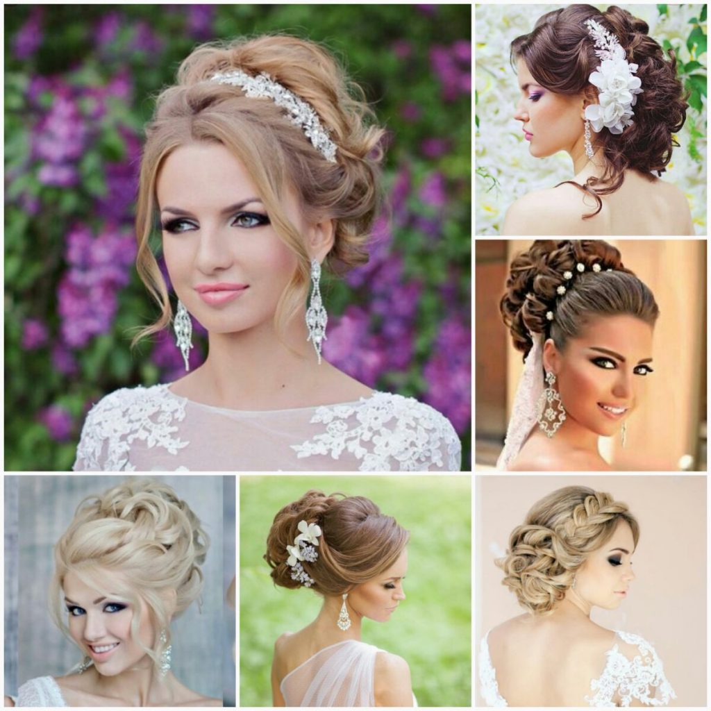 Wedding hairstyle in the beauty salon Grail